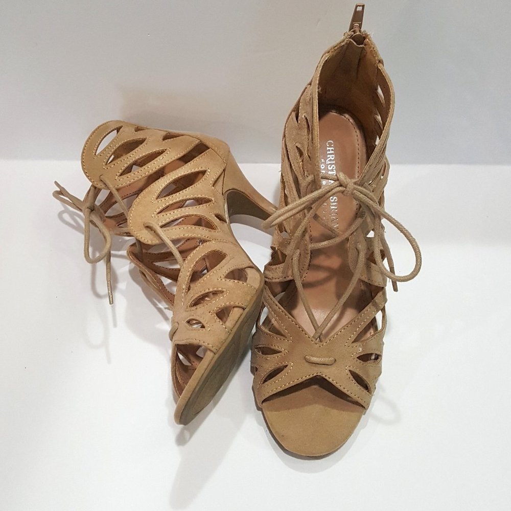 Christian Siriano for Payless High Heel Lace Shoes, Fabric Upper, Beige, 6.5